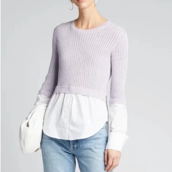 Veronica Beard Kaley Mixed Media Layered Sweater Shirt Metallic Size XS Women's - Picture 1 of 12